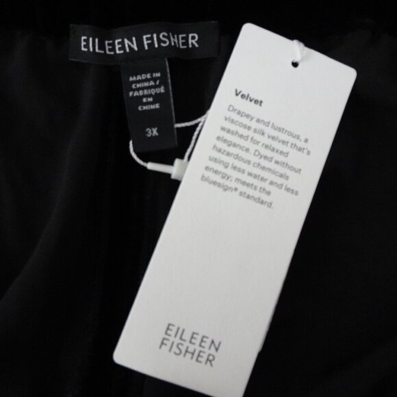 Eileen Fisher Velvet Ankle Pants Women's Plus Size 3X Black Wide Leg Silk Blend - Picture 7 of 9